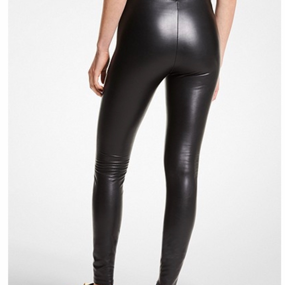 MICHAEL KORS Stretch Faux Leather Leggings Size 14 Black with TAG - Picture 4 of 6